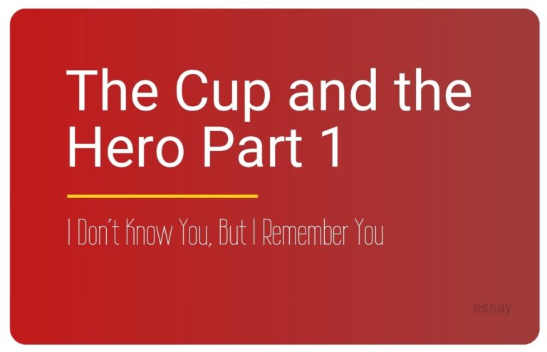 Essay cover for The Cup and the Hero I Don't Know You But I Remember You, an essay by Sorilbran