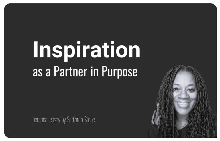 cover for "Inspiration as a partner in purpose" an essay by Sorilbran