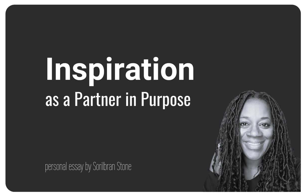 cover for "Inspiration as a partner in purpose" an essay by Sorilbran