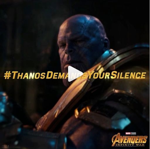 Marvel Studios post: #ThanosDemandsYourSilence, warning fans not to post spoilers